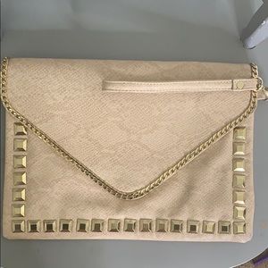 Snakeskin envelope clutch